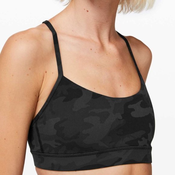 Lululemon Flow Y Bra *Nulu - Incognito Black Camo Multi Grey Size 12 - Picture 2 of 6